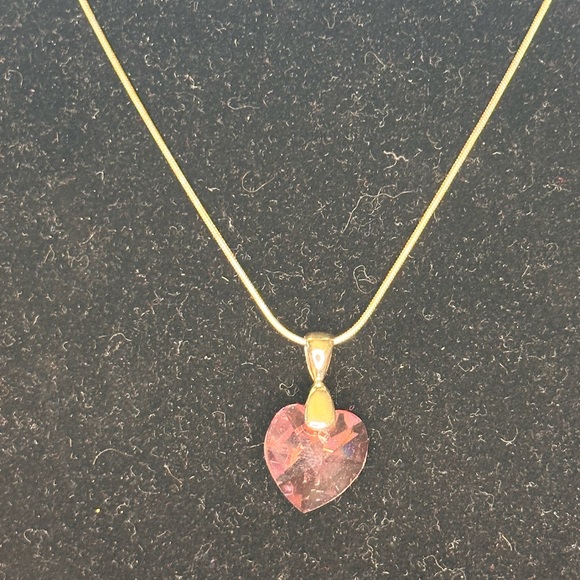 816. Swarovski Crystal Pink Heart pendant 18” .925 Sterling Silver Box chain - Picture 1 of 4